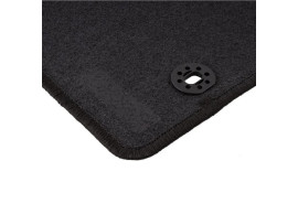 1324714 Ford Focus front & rear CARPET CAR floor mats, black WITH LOGO / FITTING HOLES, 2004-2011