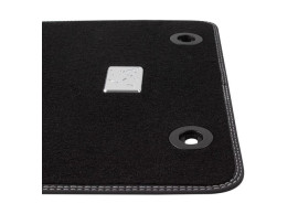 1731723 Ford Ka (09/2008 - 2016) velour floor mats front, black WITH SILVER DOUBLE STITCHING RHD