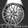 Musketier Peugeot 206 lichtmetalen velg Black-Line 7x17 zwart gepolijst, zwarte rand thumbnail