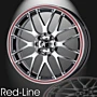 Musketier Peugeot 206 lichtmetalen velg Red-Line 7x17 zwart gepolijst, rode rand thumbnail