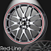 Musketier Peugeot 206 lichtmetalen velg Red-Line 7x17 zwart gepolijst, rode rand