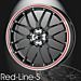 Musketier Peugeot 307 lichtmetalen velg Red-Line-S 7x17 zwart rand gepolijst, rode rand
