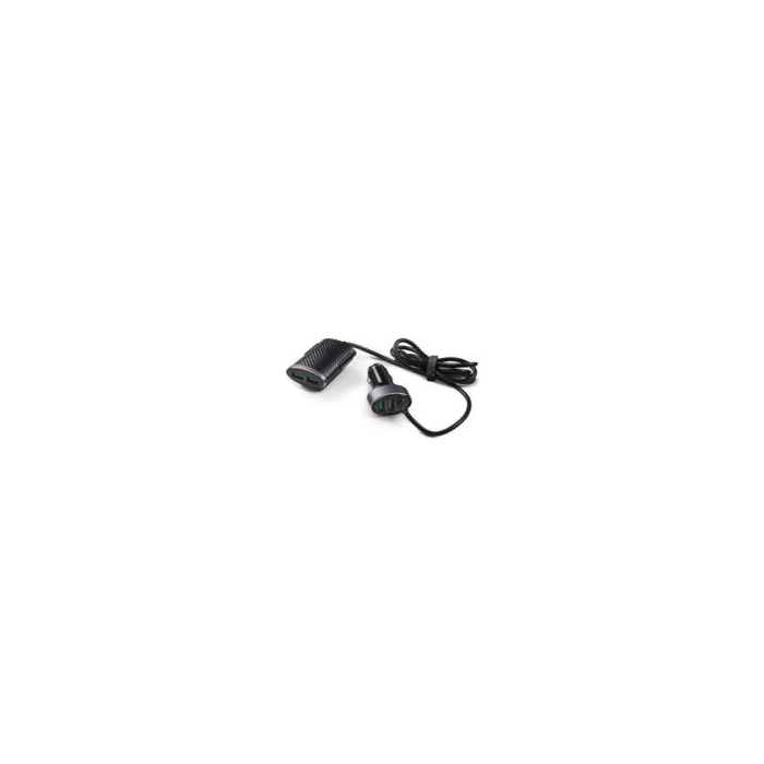 12-V oplader met 2 voor USB en 2 achter USB