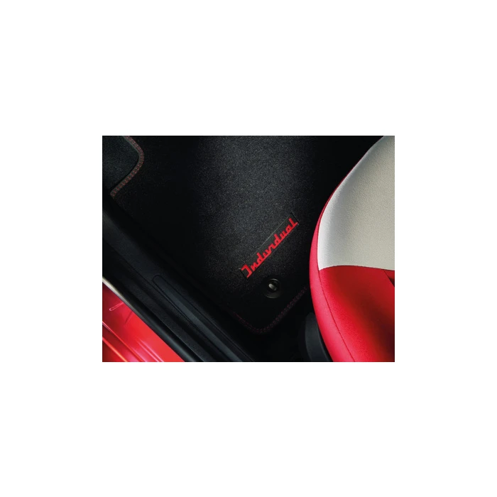 Ford Ka (09/2008 - 09/2012) vloermatten, premium velours voor, zwart met rood dubbel stiksel