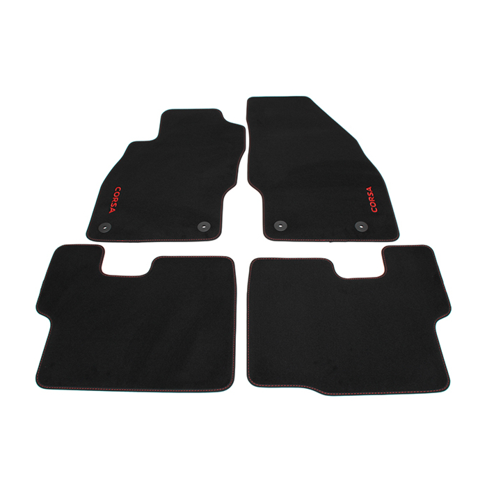 Opel Corsa E floor mats black / red