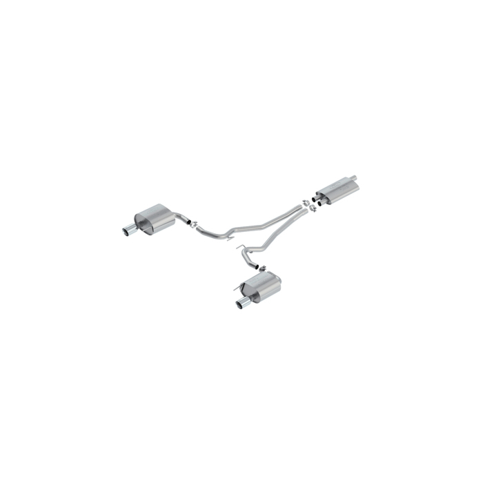 Ford Mustang (03/2015 - 10/2017) sportuitlaatsysteem rvs, met chromen dubbele eindpijp (2,3 l EcoBoost)