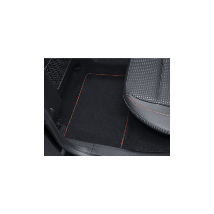 Ford Focus (04/2018 - 06/2020) vloermatten velours Premium achter, zwart met rode stiksels (behalve ST)