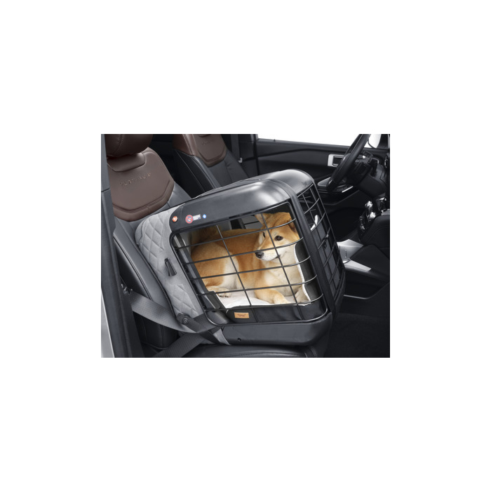 4pets Caree transportbox voor katten en honden, om veilig te bevestigen aan elke passagiersstoel, Cool Grey