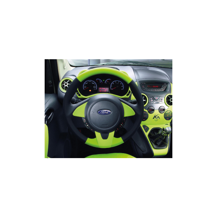 Ford Ka (09/2008 - 2016) lederen stuurwiel in zwart/Jump (groen) met rand in Jump (groen)