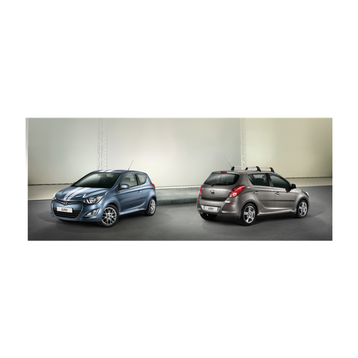 Hyundai i20 3-drs (2012 - 2015) stickers, wit racing stripes