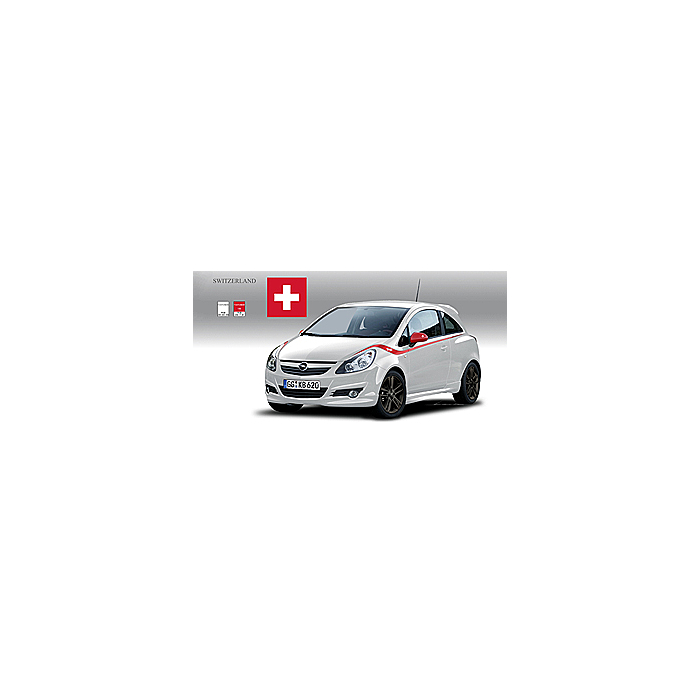 Opel Corsa D 3-drs country flag & mirrors SWITZERLAND
