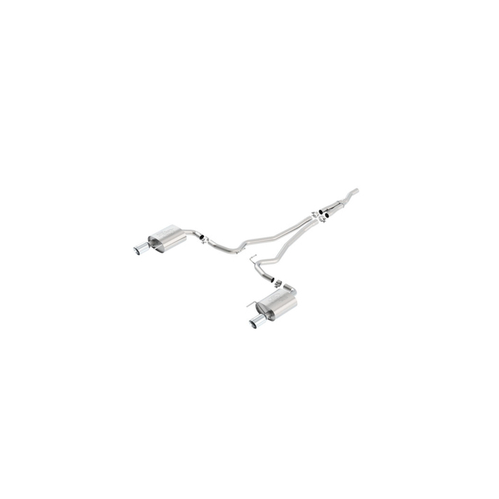 Ford Mustang (03/2015 - 10/2017) sportuitlaatsysteem rvs, met chromen dubbele eindpijp (2,3 l EcoBoost)