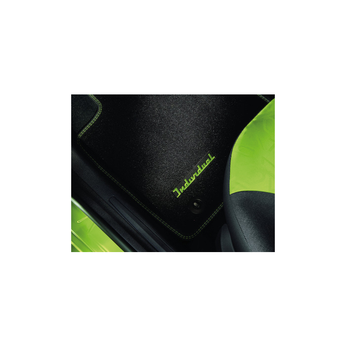 Ford Ka (09/2008 - 09/2012) vloermatten, premium velours voor, zwart met Individual-logo