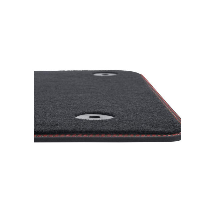 Ford Focus (04/2018 - 06/2020) floor mats Premium velour, front, red with gray stitching RHD (with automatic transmission)