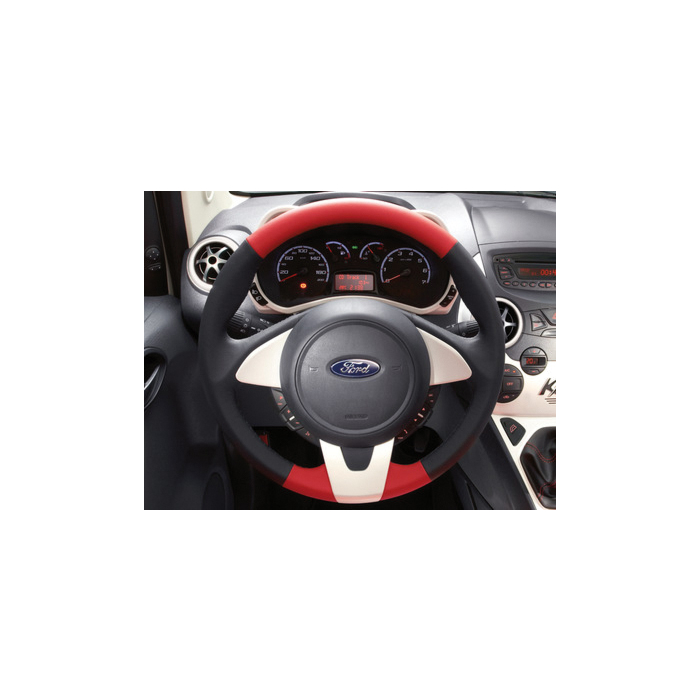Ford Ka (09/2008 - 2016) lederen stuurwiel in zwart/rood met rand in Pearl White