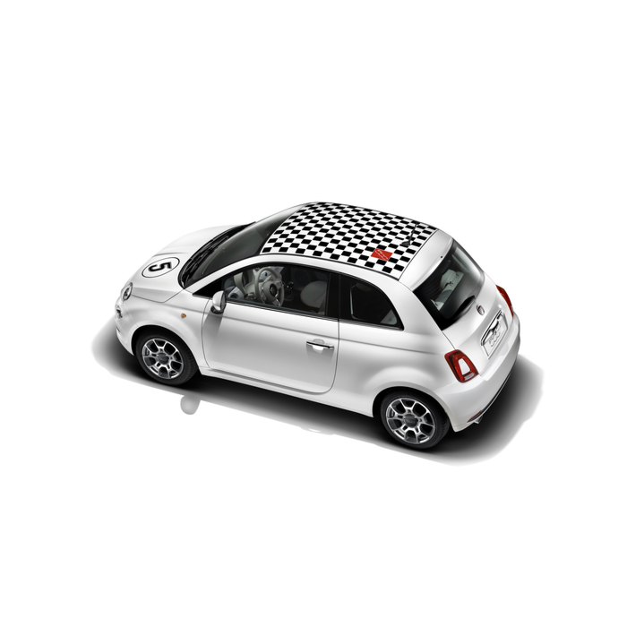 Fiat 500 daksticker geblokt met 500-logo zwart