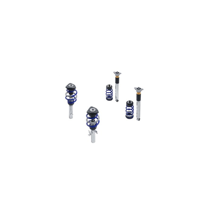Ford Focus (09/2014 - 03/2018) schroefset rvs met gepoedercoate veren in Ford Performance blue