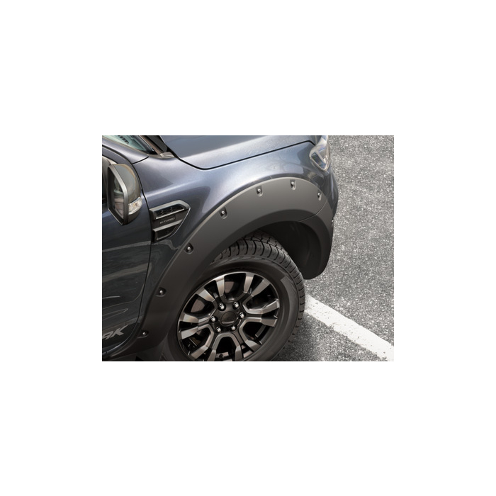 Ford Ranger (02/2019 - ..) XL & XLT wielkuipverbreders voor en achter, mat zwart met chromen boutafdekkingen