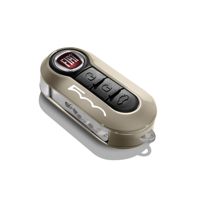 Fiat 500 sleutelbehuizingset mokka en wit met 500-logo