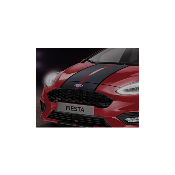 Ford Fiesta (07/2017 - 2023) striping voor motorkap, matzwart/glimmend zwart