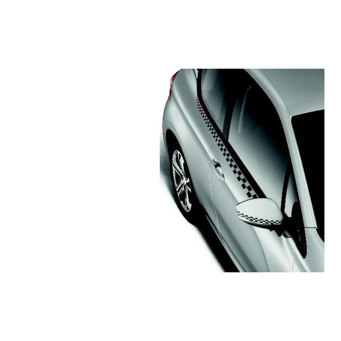 Peugeot 208 (2012 - 2019) stickers zijkanten zwart-wit geblokt 5-drs