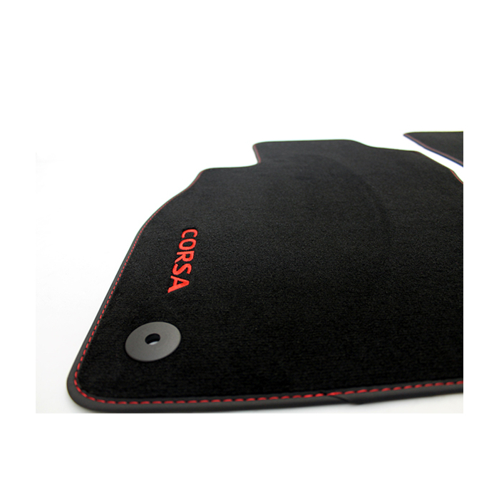 Opel Corsa E vloermatten zwart / rood