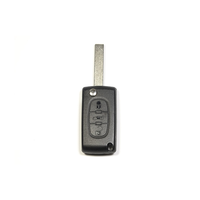 Citroën klapsleutelbehuizing met 3 knoppen ZONDER batterij op de printplaat / achterklep
