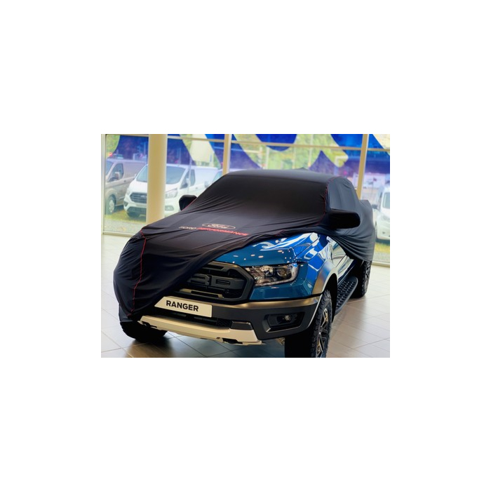 Ford Ranger (02/2019 - ..) beschermhoes Premium zwart met rode bies, witte Ford ovaal en Ford Performance logo