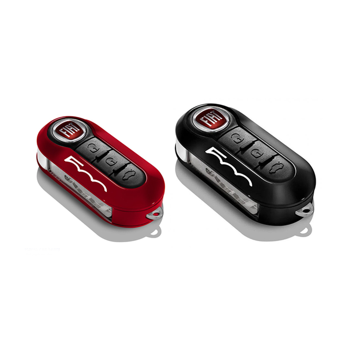 Fiat 500 sleutelbehuizingset zwart en rood met 500-logo