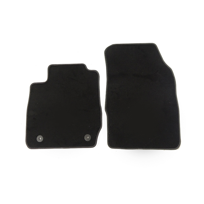 Ford Fiesta (11/2012 - 06/2017) vloermatten, premium velours voor, zwart met metaalgrijze stiknaden