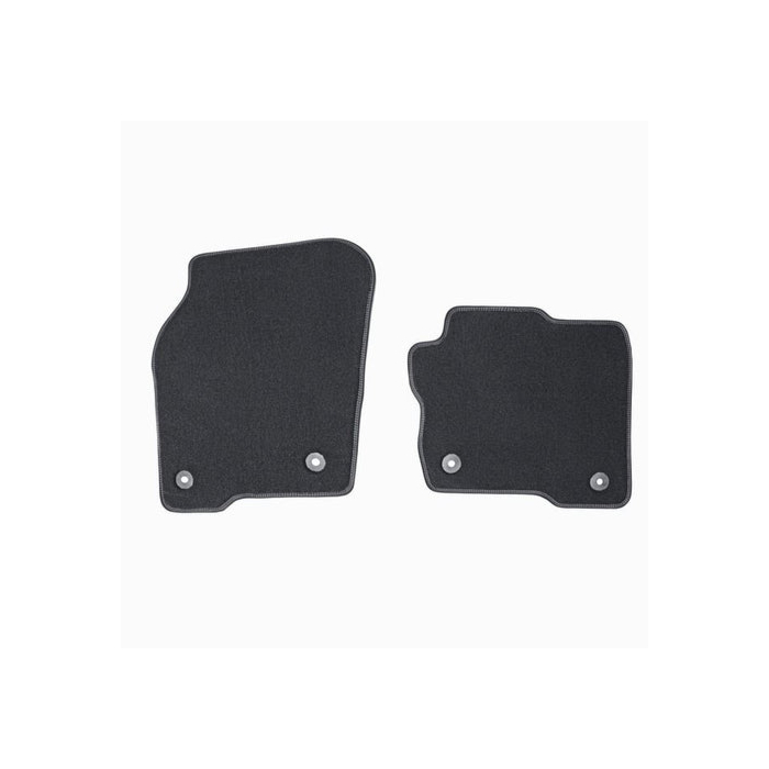 Ford Edge (01/2016 - ..) velour floor mats front and rear, black with silver-colored double stitching RHD