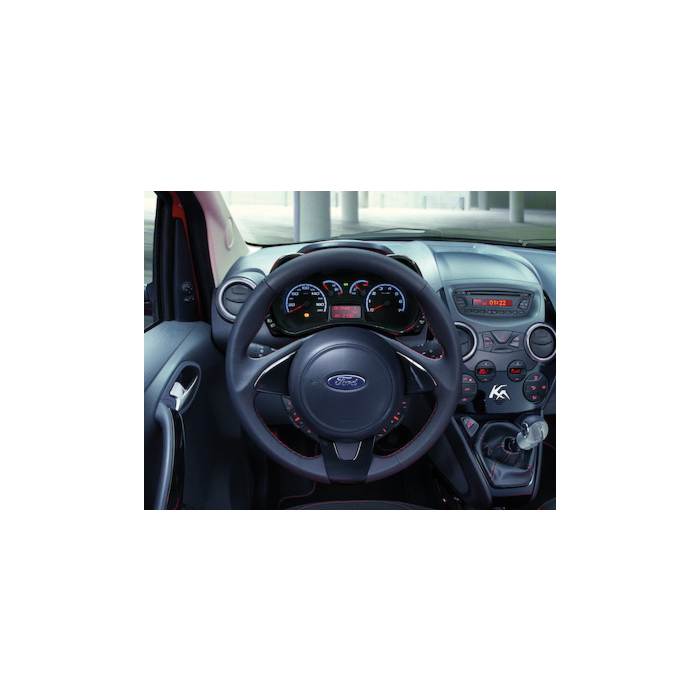 Ford Ka (09/2013 - 2016) lederen stuurwiel in zwart met rode stiksels