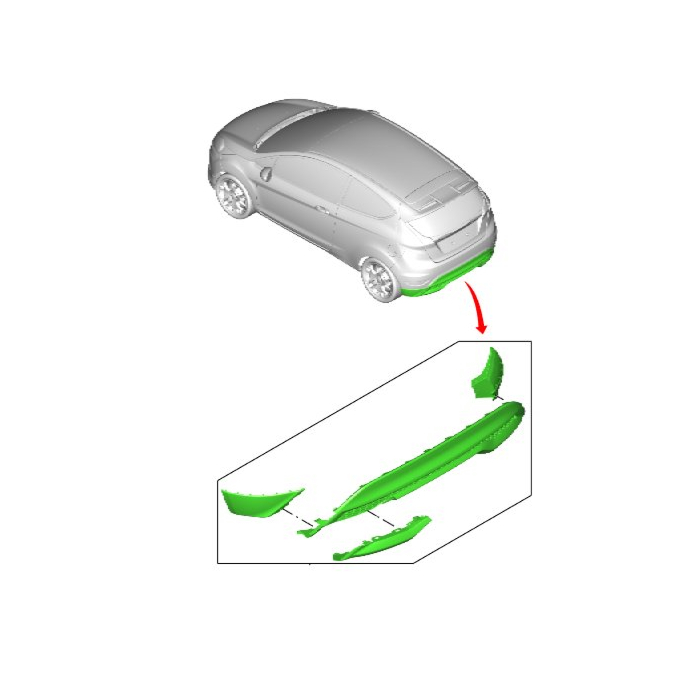 Ford Fiesta (11/2012 - 06/2017) ST-line diffusor met spoiler hoeken