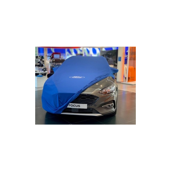 Ford Focus (04/2018 - ..) beschermhoes Premium Blauw, met wit Ford ovaal