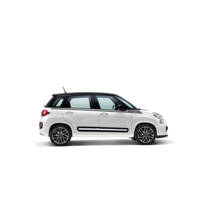 Fiat 500L raamlijststicker antraciet & zilver met 500-logo