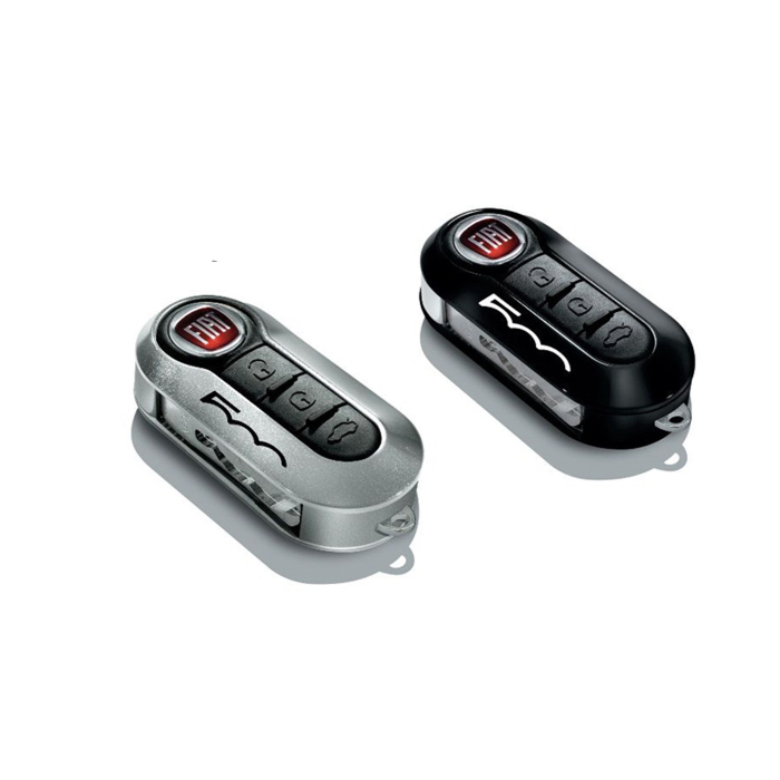 Fiat 500 sleutelbehuizingset zwart en lichtgrijs met 500-logo