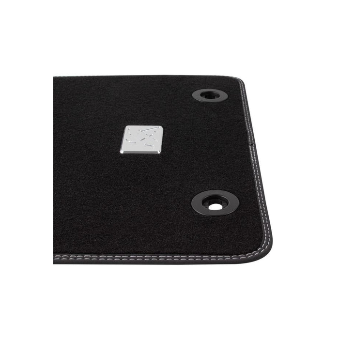 Ford Ka (09/2008 - 05/2016) vloermatten velour voorzijde, zwart met zilverkleurig dubbele stiknaden RHD