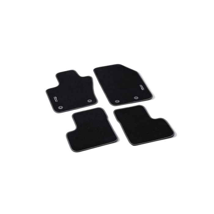 Fiat 500X vloermatten velours met 500-logo zwart / metallic (RHD)