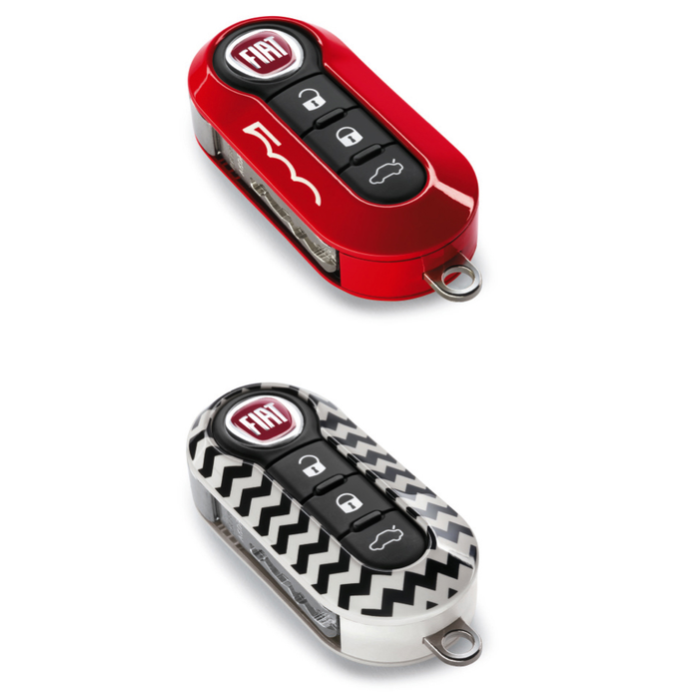 Fiat 500/500c sleutelcovers zigzag en rood