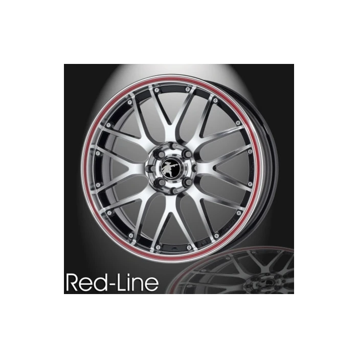 Musketier Peugeot 206 lichtmetalen velg Red-Line 7x17 zwart gepolijst, rode rand Musketier Peugeot 206 lichtmetalen velg Red-Line 7x17 zwart gepolijst, rode rand