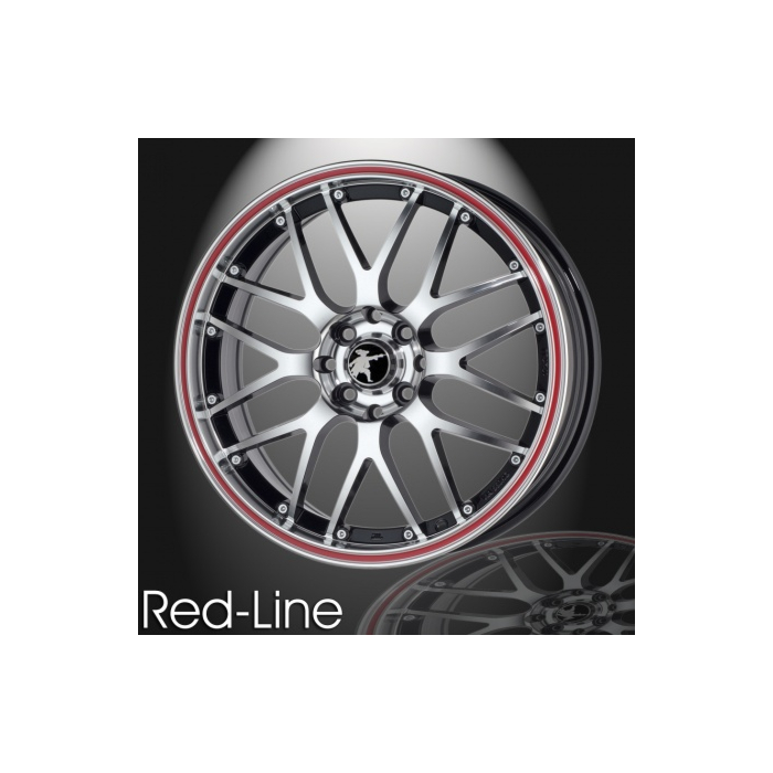 Musketier Citroën C1 / Peugeot 107 / Toyota Aygo 2005 - 2014 lichtmetalen velg Red-Line 6x15 zwart gepolijst, rode rand