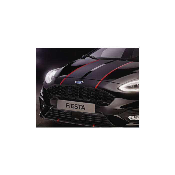 Ford Fiesta (07/2017 - 2023) striping voor motorkap, matzwart/glimmend rood