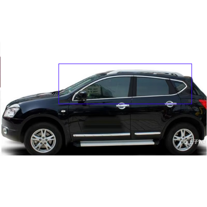 Nissan Qashqai (2007 - 12/2013) styling set chroom voor de zijruiten