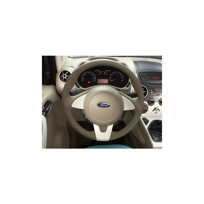 Ford Ka (09/2008 - 05/2014) lederen stuurwiel leder in Dark Florida (beige) met rand in Pearl White