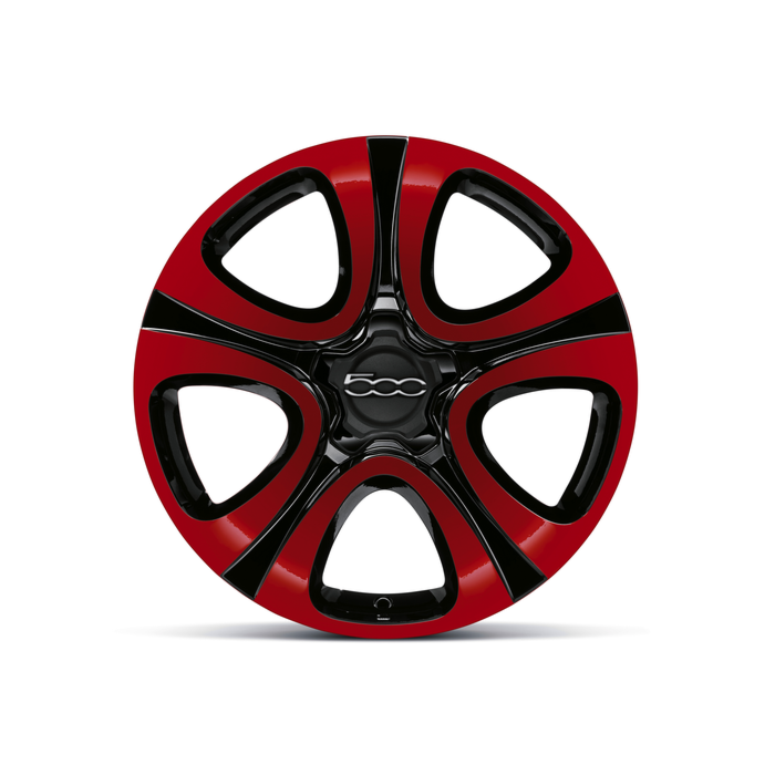 Fiat 500X set lichtmetalen velgen 18” bicolore rood en zwart