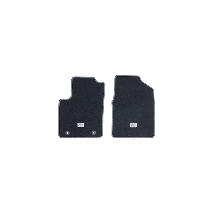 Ford Ka (10/2012 - 05/2016) vloermatten, premium velours voor, zwart met zilverkleurige dubbele stiknaden