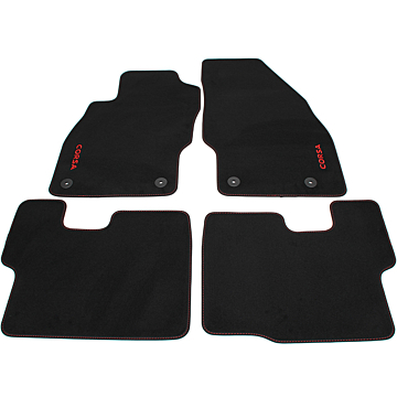 Opel Corsa E floor mats black / red