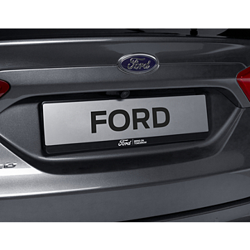 Ford license plate holder black, with blue Ford oval and white "BRING ON TOMORROW" inscription