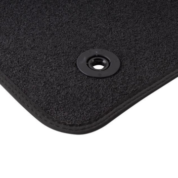 Ford Fiesta (11/2012 - 06/2017) vloermatten velour voorzijde, zwart met cognac dubbele stiknaden RHD