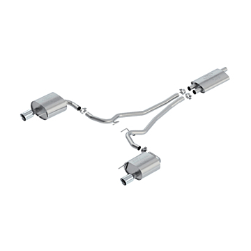 Ford Mustang (03/2015 - 10/2017) sportuitlaatsysteem rvs, met chromen dubbele eindpijp (2,3 l EcoBoost)